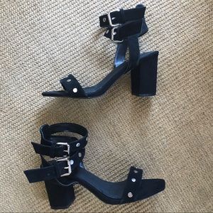 Topshop Black Studded Strappy Suede Heels